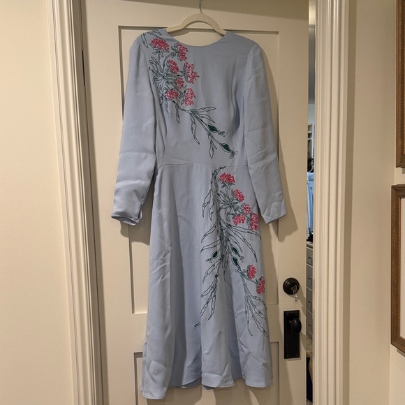 Carolina Herrera Dresses & Skirts - Carolina Herrera Sky Blue Dress with Pink Floral Design